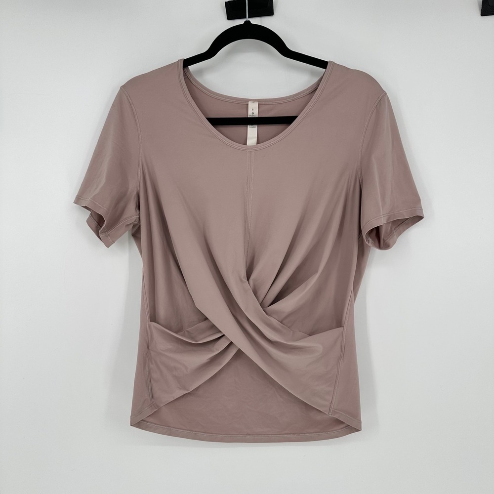 Lululemon Do The Daily Short Sleeve Cross Front Scoop Neck Top 8 Gym Athletic‎